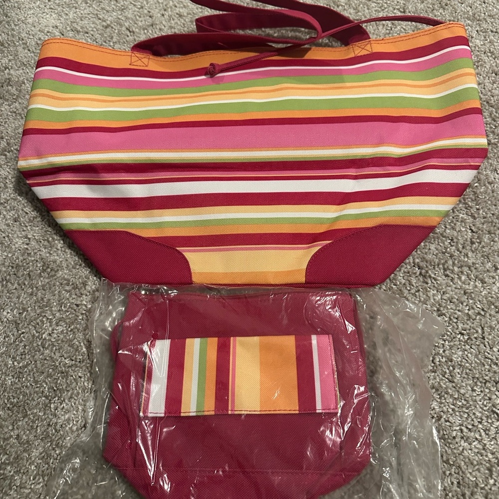 Striped Multicolor Tote Bag Set